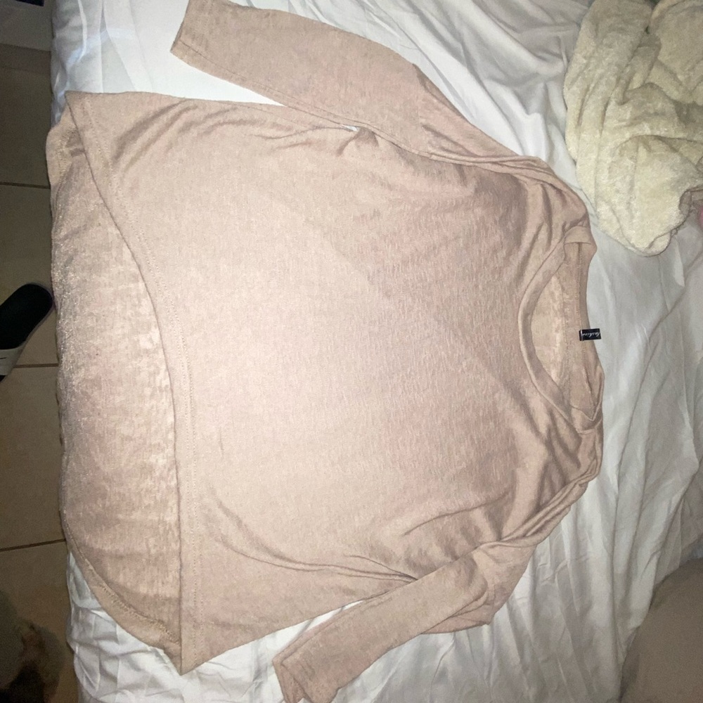 Tan high low quarter sleeve top